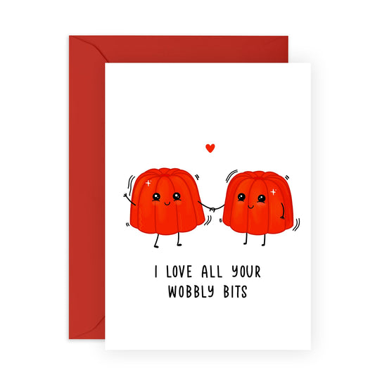 Wife Birthday Card - Wedding Anniversary Card For Husband - All Your Wobbly Bits - I Love You Card For Couples Partner Boyfriend Girlfriend - Valentines Day Card - Comes With Stickers - By Central 23