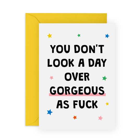 Funny Birthday Cards For Women - Gorgeous As F*ck - Wife Birthday Card - For Mum Girlfriend Best Friend - Rude Funny Gifts For Her - Comes With Stickers - By Central 23