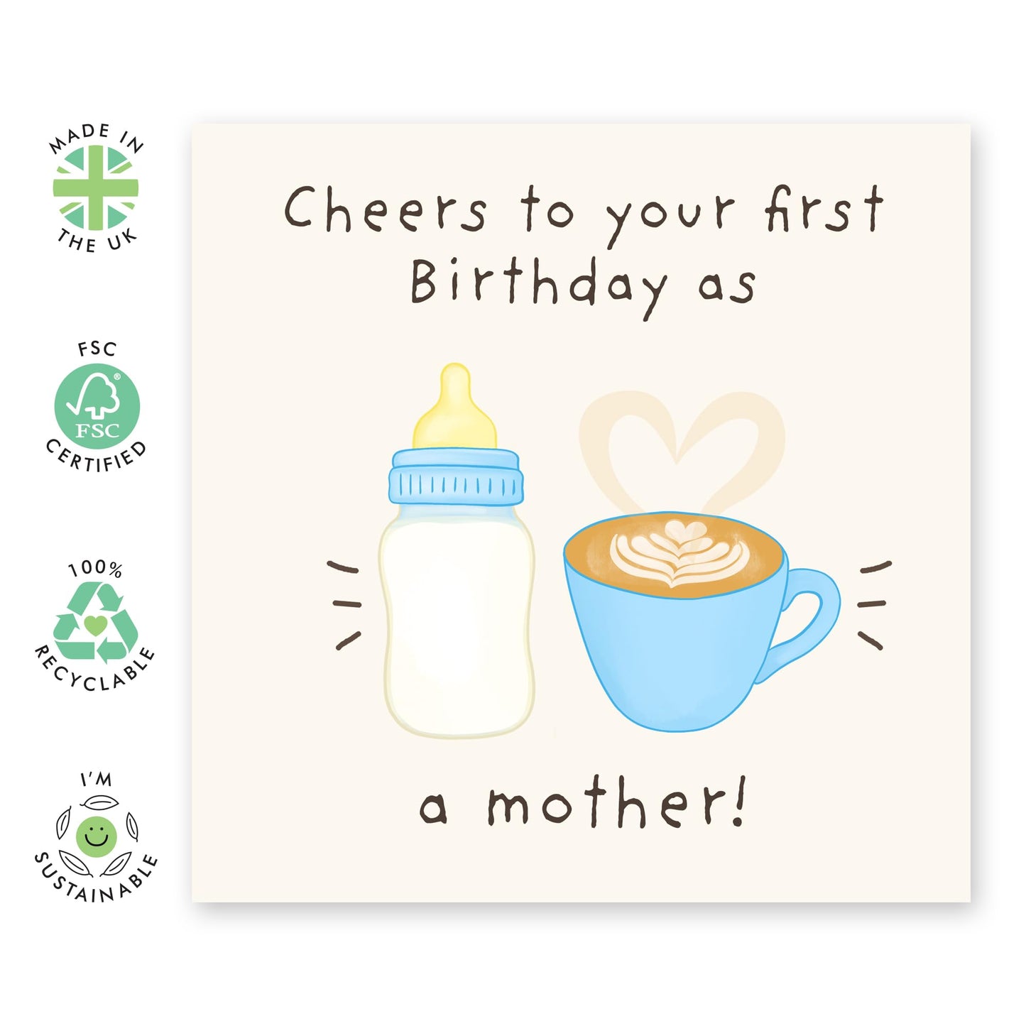 First Year of Motherhood Congratuations Card - "Cheers to Making It Through" - New Mum Greeting Card for Her, Partner, Sister, Colleagues - Parenting Milestone Celebration
