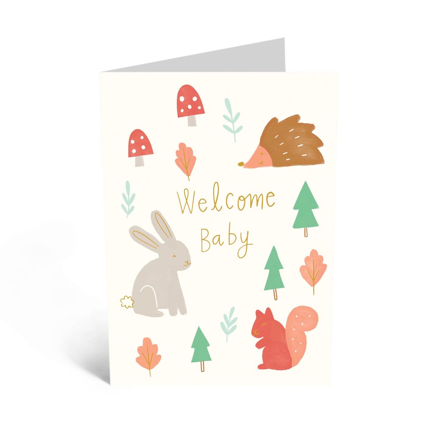 Greeting Card - 'WELCOME BABY WOODLAND' - Perfect for Celebrating the Arrival of a New Baby with a Charming Woodland Theme - Ideal for Baby Showers or Announcements - Comes with Stickers by Central 23