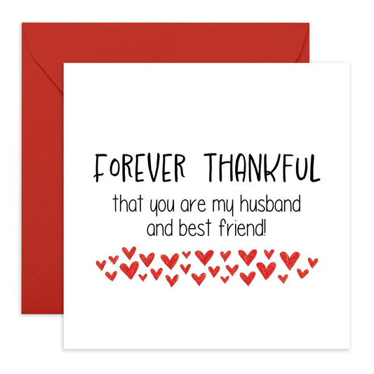 Greeting Card - 'FOREVER THANKFUL HUSBAND' - Perfect for Expressing Deep Gratitude and Love - Ideal for Showing Appreciation to Your Husband on Any Special Occasion - Comes With Stickers By Central 23