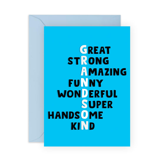 Heartfelt Card - 'GRANDSON' - For a Special Grandson Who Lights Up Your Life - Perfect for Celebrating Milestones - Ideal for Any Occasion or Just Because - Comes with Stickers by Central 23