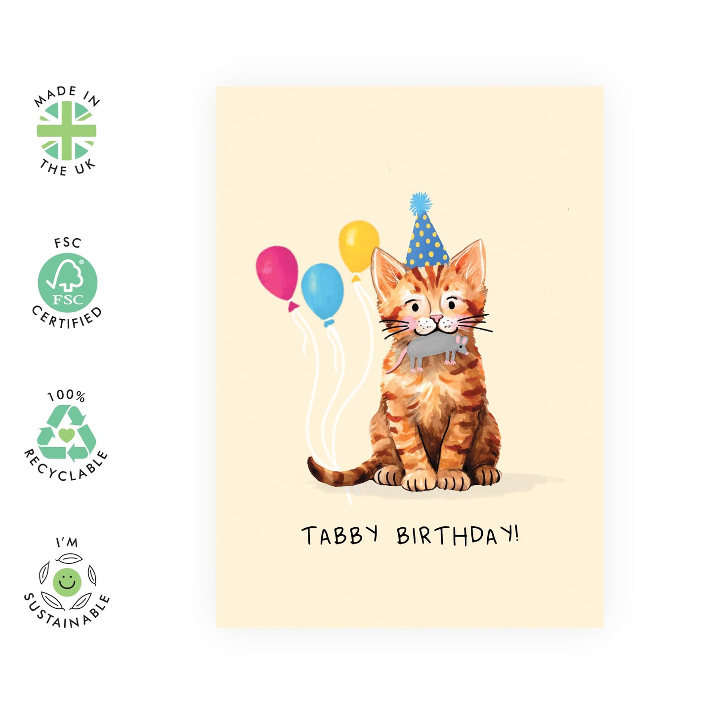 Cat Birthday Card - Tabby Birthday - Happy Birthday Cards For Cats - Greeting Cards For Cat Mum Dad Pet Owners - Tabitha Kitten Kitty - Funny Gifts For Him Her - Comes With Fun Stickers By Central 23