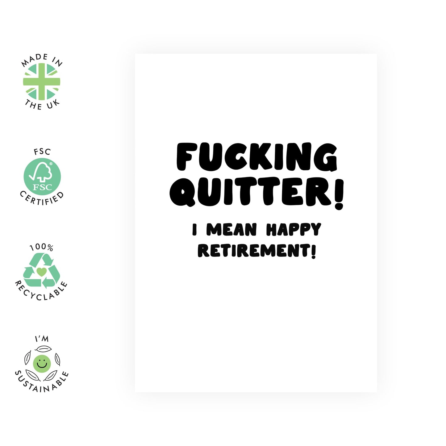 Retirement Cards For Men Dad Grandfather - F-cking Quitter - Coworker Leaving Card - Colleague Leaving Gifts - Funny Leaving Card - Resignation - Comes With Stickers By Central 23