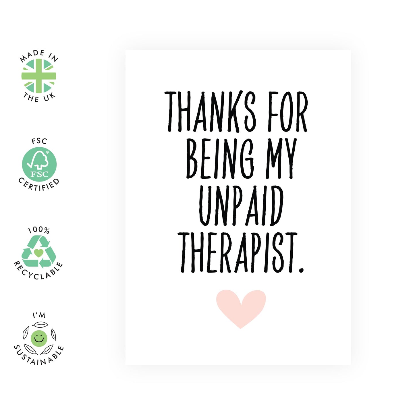 Best Friend Birthday Card - Unpaid Therapist - Sweet Birthday Cards For Women - Friendship Gifts For Bestie Bff - Sister Birthday Card Thank You - Comes With Stickers - By Central 23