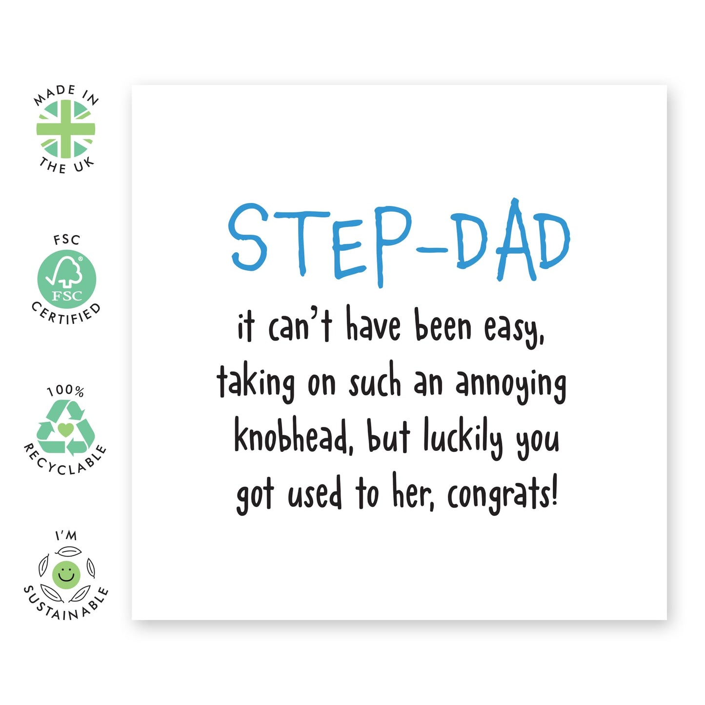 Step Dad Card Funny - Taking On Knobhead - Thank You, Congratulation Card For Stepdad - Step Dad Fathers Day Card - Birthday Card For Stepfather - Gifts For Men - Comes With Stickers By Central 23
