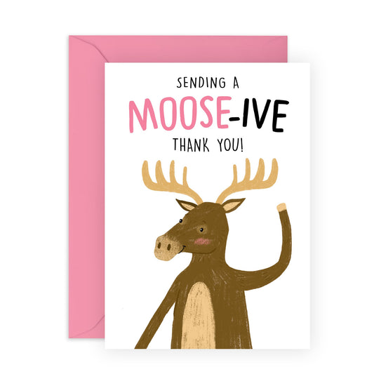 Playful Greeting Card - 'A MOOSE-IVE THANK YOU' - Perfect for Expressing Gratitude with a Fun Twist - Ideal for Friends, Family, or Colleagues - Comes With Stickers By Central 23