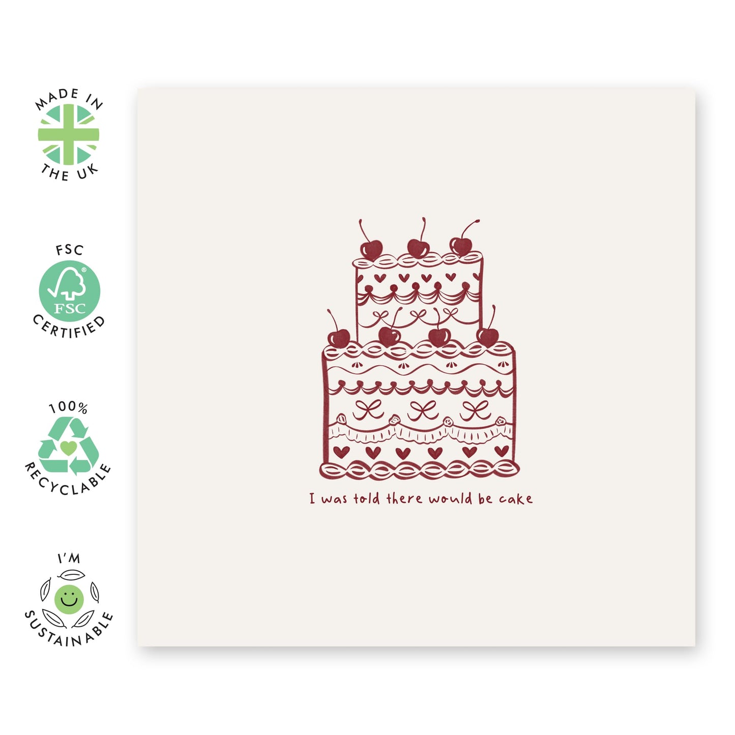 Funny Birthday Card – 'I Was Told There Would Be Cake' – Presents for Him, Her, Friends, BFF, Besties, Cousin, Sister, Brother, Colleagues, Coworkers -Cherry Cake Design -Comes with Fun Stickers