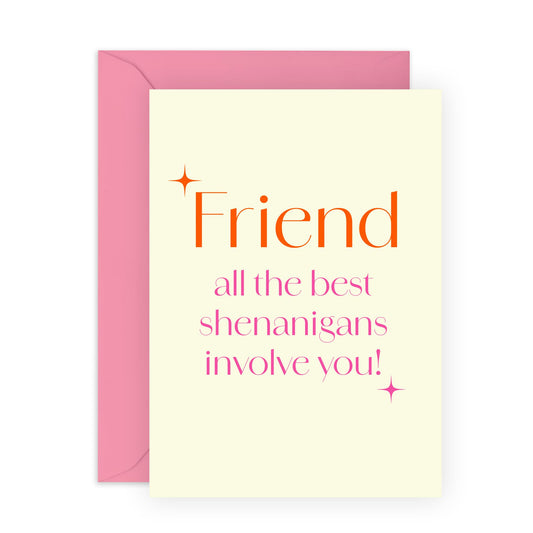 Cute Friendship Greeting Card - 'Friend' - Greetings for Best Friends, Besties, Mate, Bruv, Bro, Girlfriend, Buddies - You are Fun - Comes with Fun Stickers