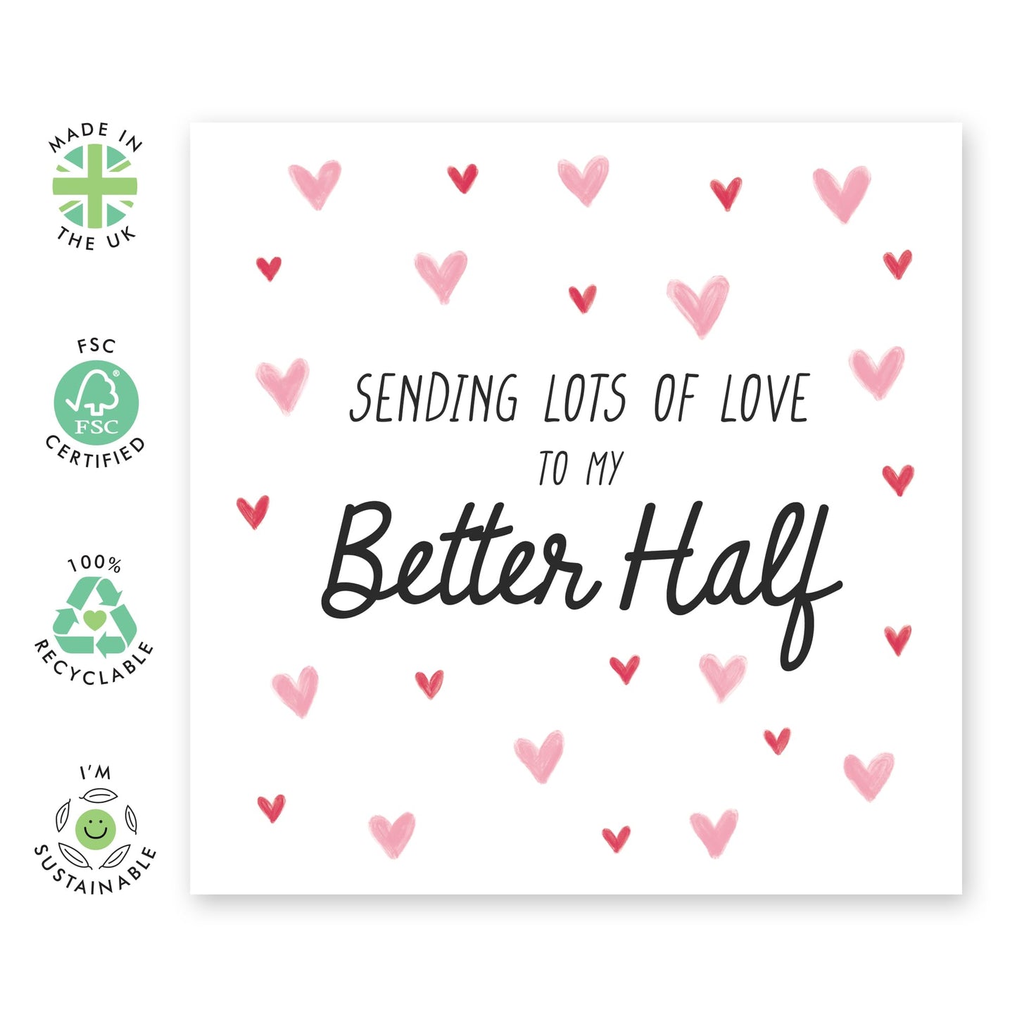 Wife Anniversary Card - Lots Of Love To Better Half - Valentines Day Cards For Husband - Love Hearts Card For Couple Partner - I Love You Gifts For Her Him - Comes With Fun Stickers By Central 23