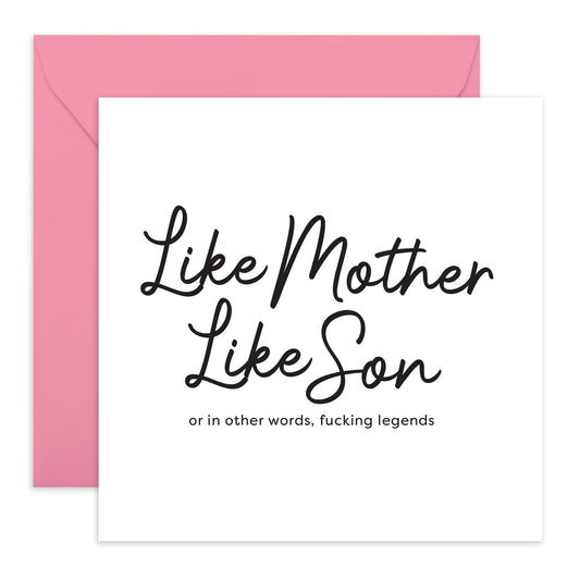 Mum Birthday Card Quirky - Like Mother, Like Son - Mothers Day Cards for Her, Mummy, Ma, Mama, Women - Thank You Gift From Son, Children, Family, Husband - Comes With Stickers
