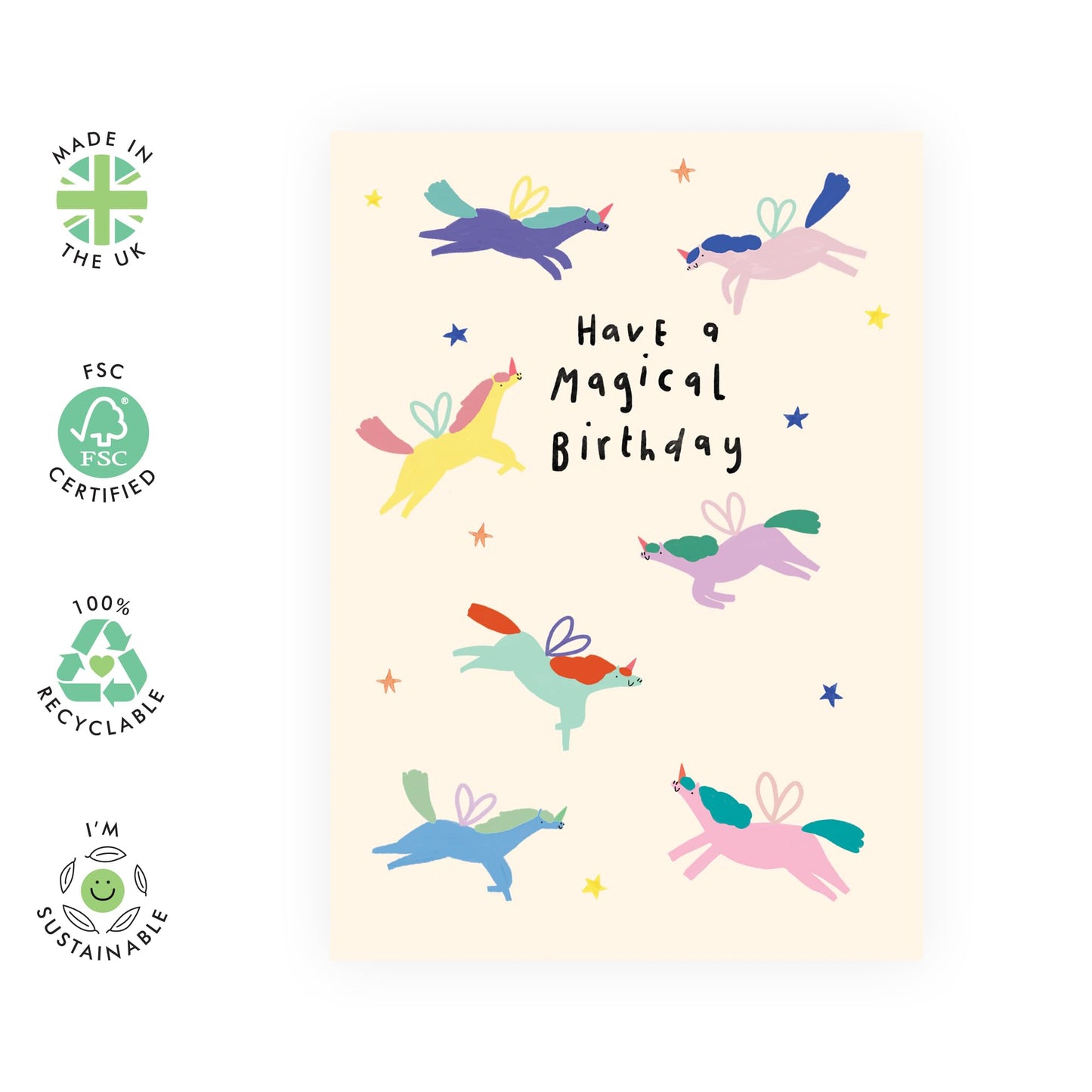 Birthday Greeting Card - 'MAGICAL BDAY UNICORN' - Perfect for Celebrating Birthdays with Enchantment & Fun - Ideal for Daughter Sisters Friends BFFs in All Ages - Comes With Stickers By Central 23