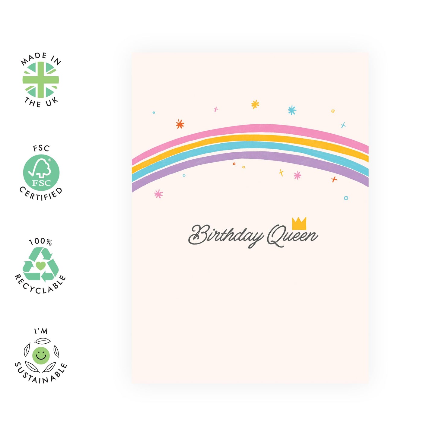 Birthday Card For Her - Birthday Queen Rainbow - Sweet Birthday Card For Fiance - Mum Gifts From Daughter Or Son - For Girlfriend Comes With Stickers By Central 23