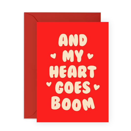 Anniversary Card For Couple Girlfriend Boyfriend - My Heart Go Boom - Sweet Valentines Day Cards For Husband Wife - You Are Loved Cards - Cheesy Cards For Fiance - Comes With Stickers By Central 23