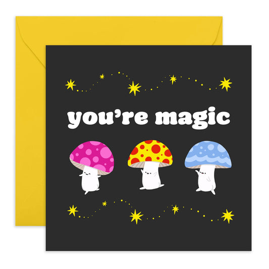 Valentines Card For Girlfriend Boyfriend Partner - You're Magic Mushrooms - Wedding Anniversary Card For Husband Wife - Romantic Card For Him Her - Comes With Fun Stickers By Central 23
