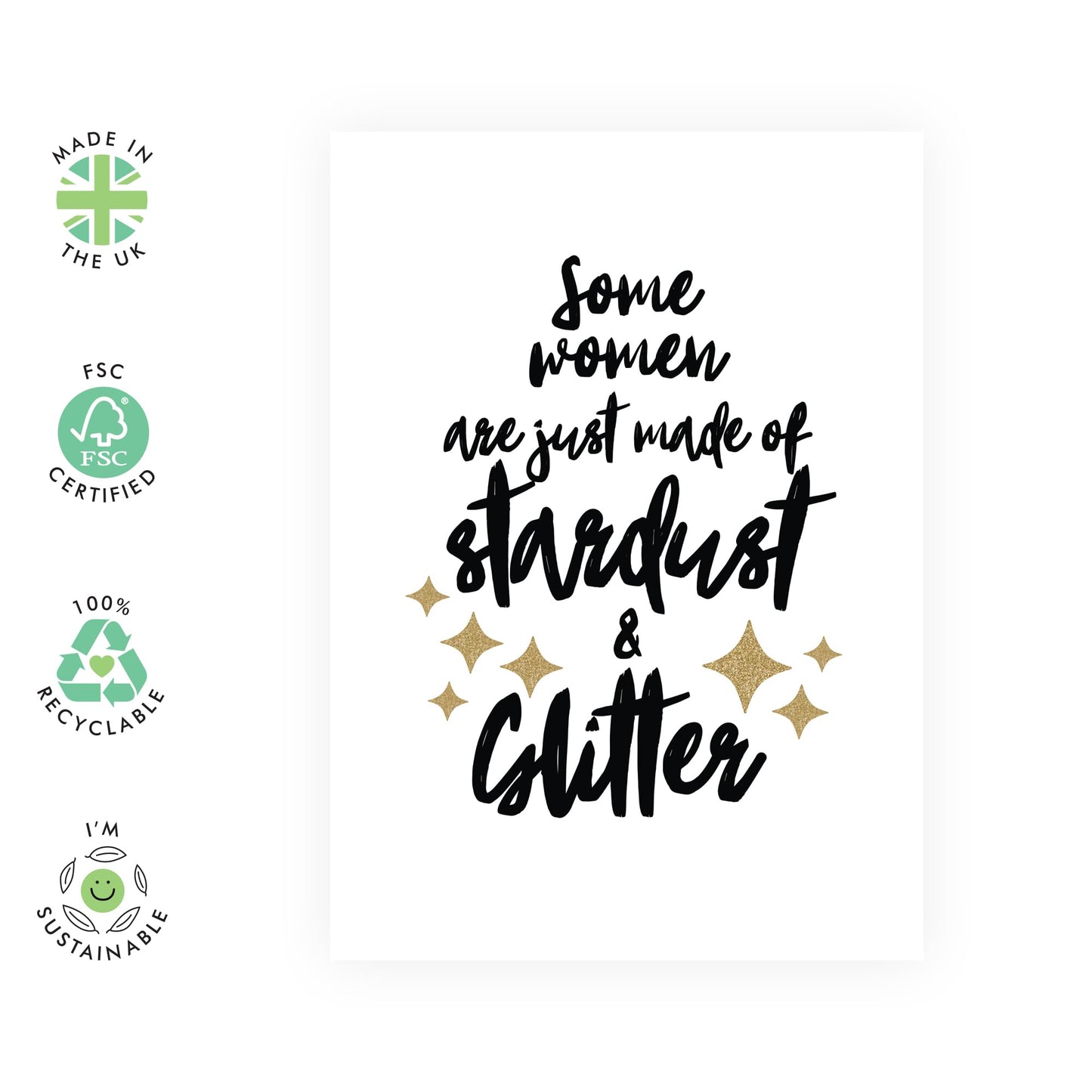 Positive Birthday Cards for Women - 'Made of Stardust and Glitter' - Gifts for Mum, Mama, Wife, Gran, Grandma, Friend, Bestie, Girlfriend, Sister, Aunt - Appreciating Her -Comes with Fun Stickers