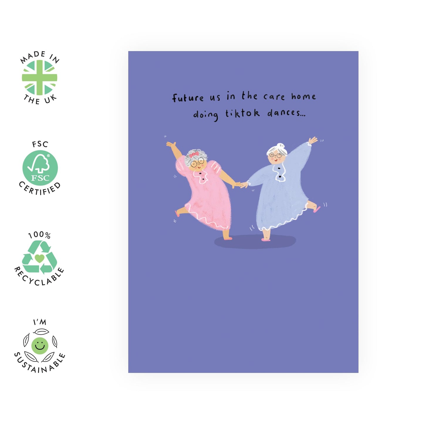 Playful Greeting Card - 'CAREHOME TIKTOK DANCE' - Perfect for Celebrating Fun Muments and Joyful Memories - Ideal for Friends Family Sisters BFFs Who Loves to Dance - Comes With Stickers By Central 23