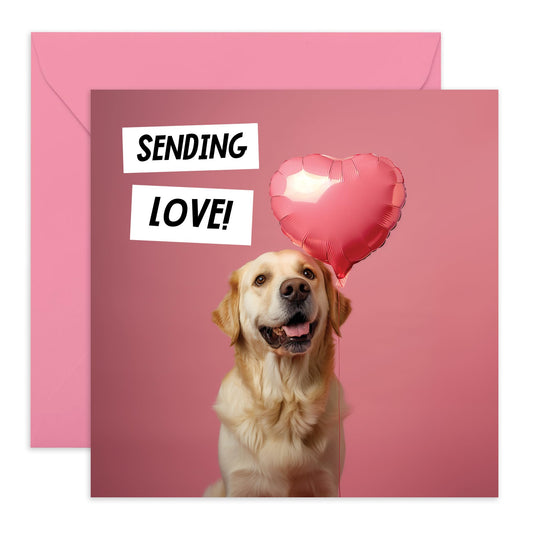 Greeting Card - 'SENDING LOVE LABRADOR' - Perfect for Sending Warm Wishes with a Touch of Canine Charm - Ideal for Labrador Lovers and Adding a Heartfelt Message - Comes With Stickers By Central 23