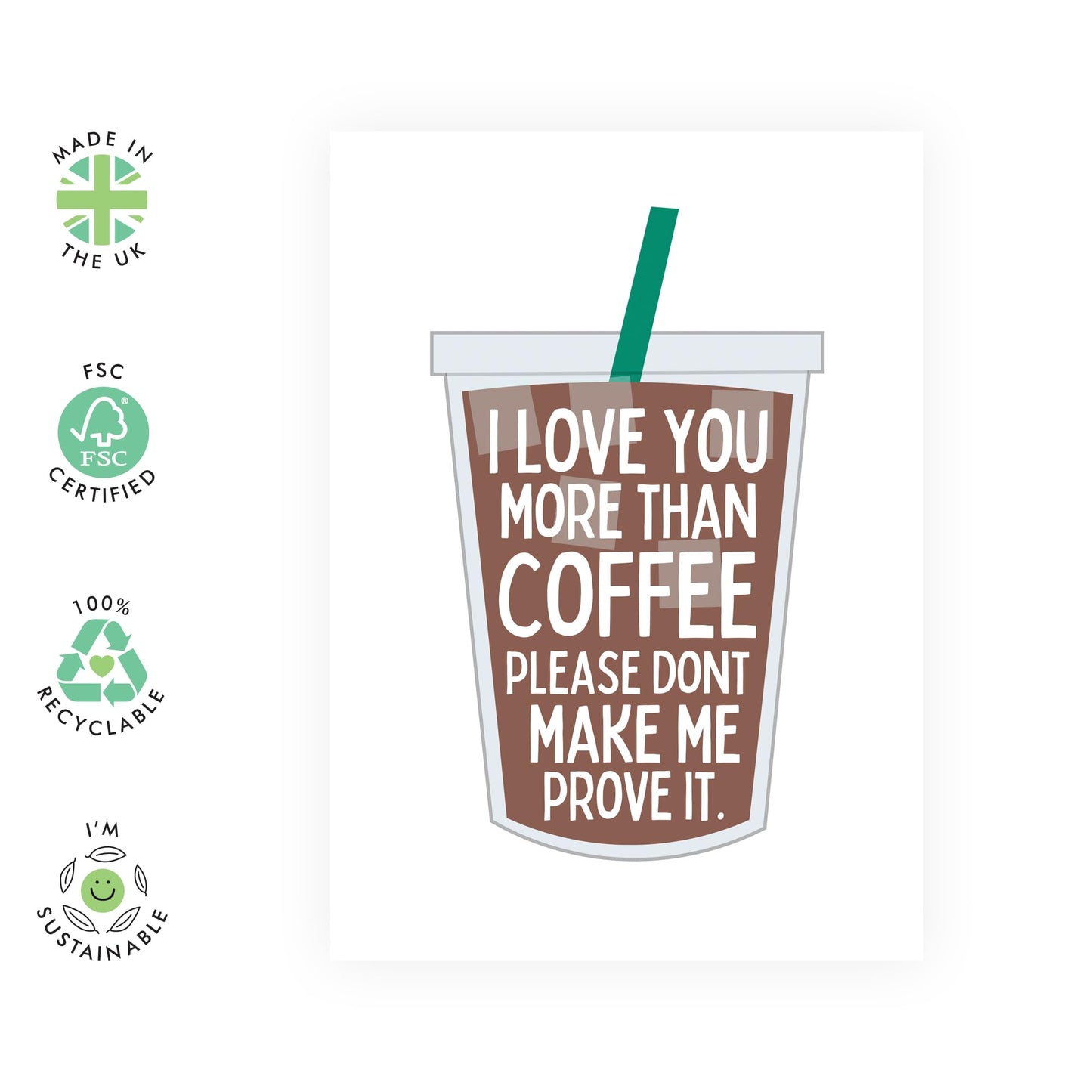 Husband Birthday Card From Wife - Love You More Than Coffee - Funny Birthday Cards For Men Women - Anniversary Card For Boyfriend - Cheeky Gift For Him - Comes With Stickers - By Central 23
