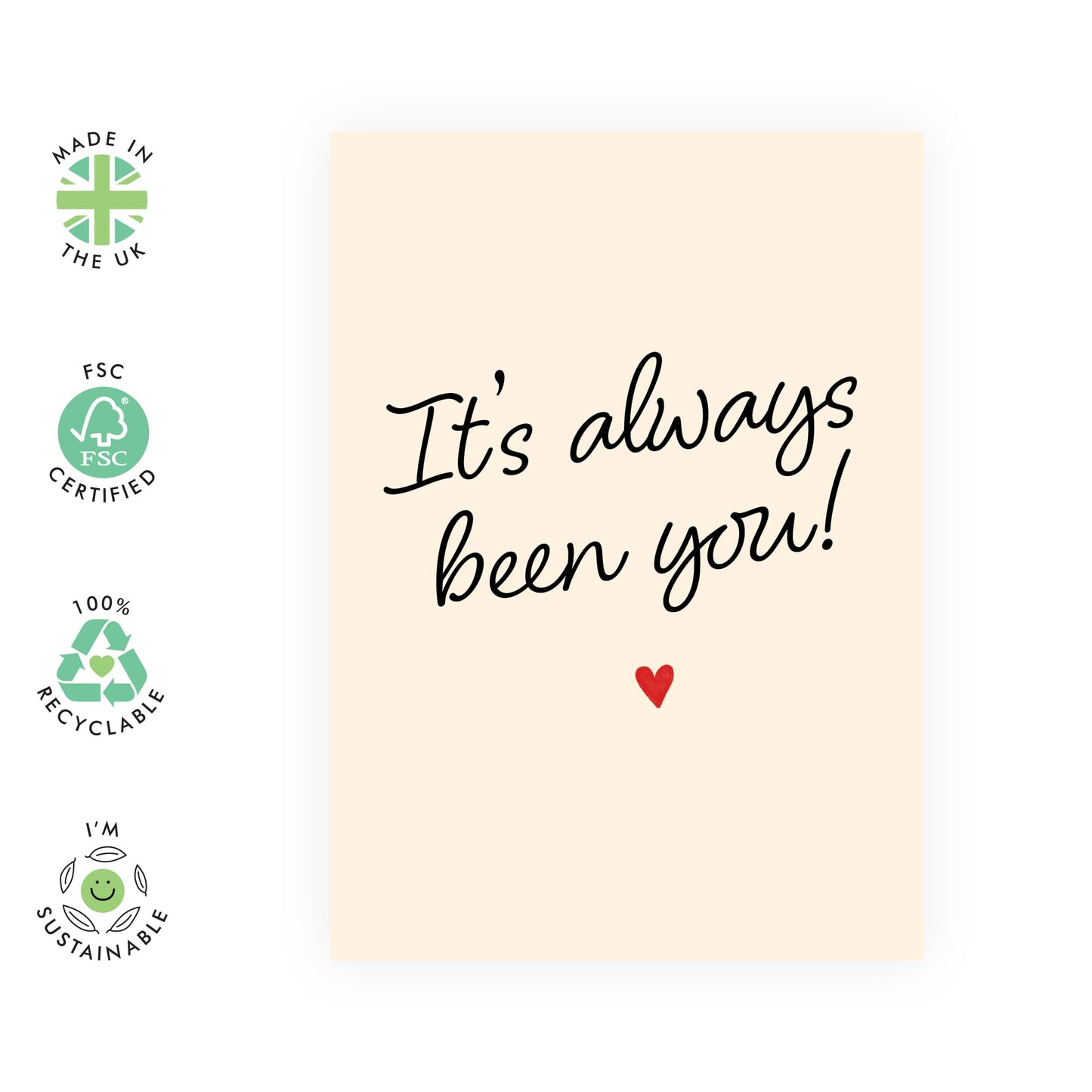 Simple Love Card for Her or Him – Romantic Greetings “Always Been You” - Gifts for Wife, Husband, Spouse, Partner, Him, Her, Babe - Red Heart Valentines Day -Comes with Stickers