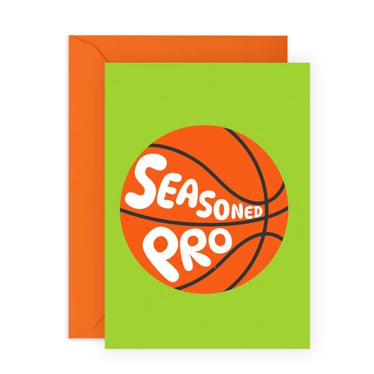 Basketball Greeting Cards For Men - Seasoned Pro - Funny Birthday Cards For Husband Boyfriend Brother Dad - Cheeky All Occasion Cards For Him - Comes With Stickers - By Central 23