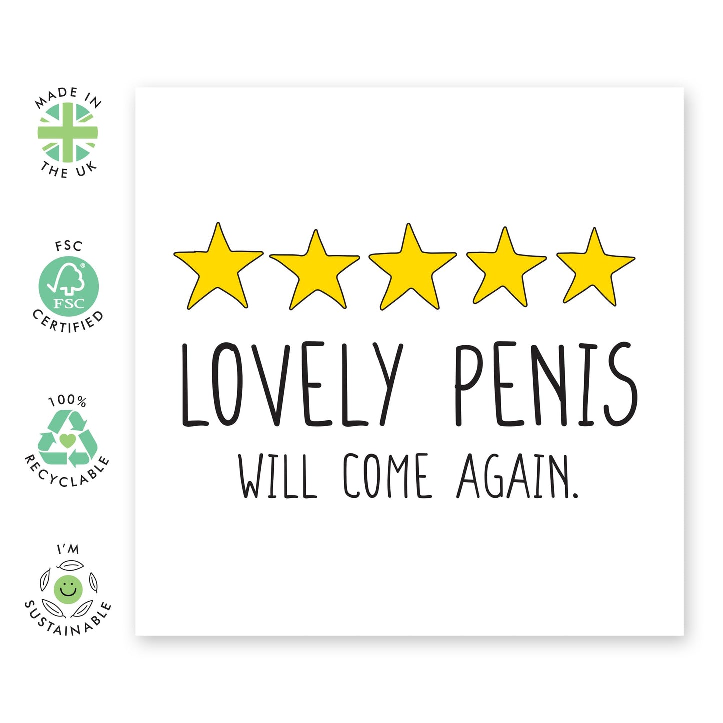 Rude Birthday Cards For Men - Lovely P*nis Review - Funny Anniversary Card For Husband - Boyfriend Birthday Card - Cheeky Gifts For Him - Comes With Stickers - By Central 23