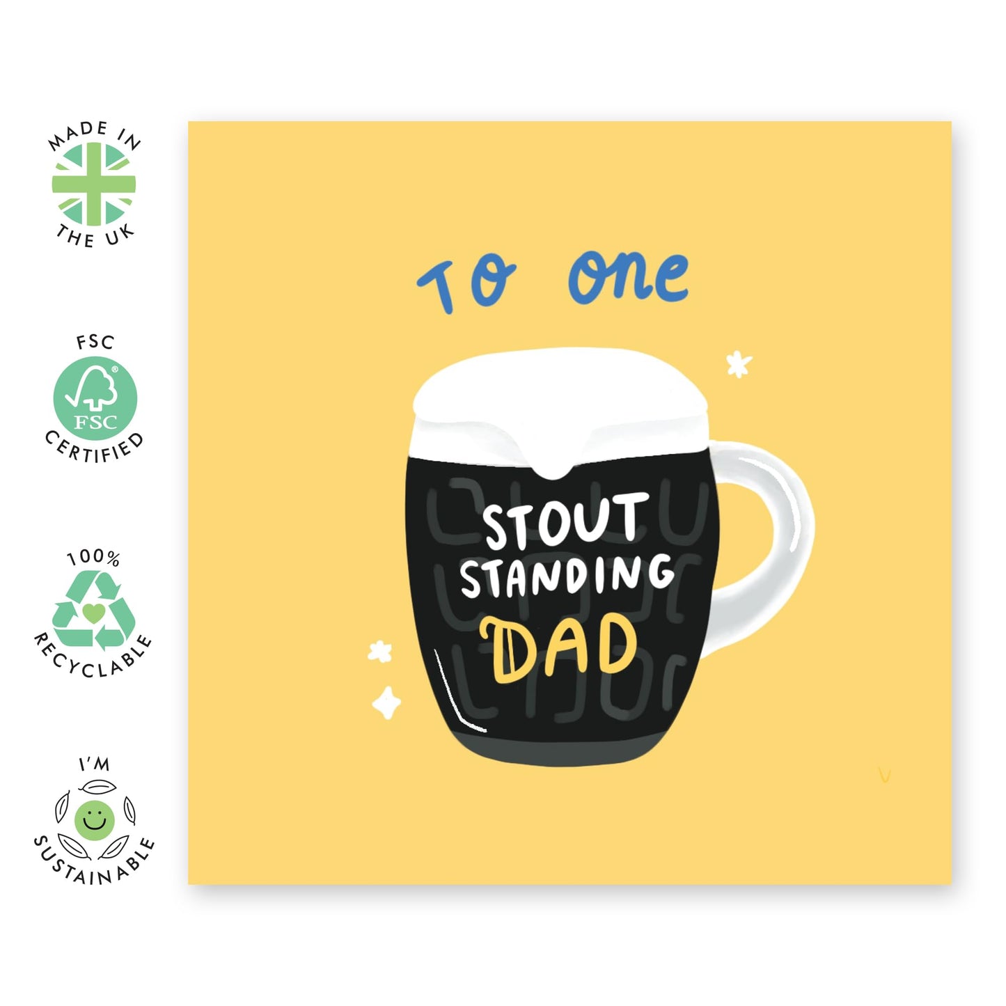 Funny Birthday Cards For Dad - One STOUT-standing Dad - Father's Day Card For Dad Cheeky Hilarious Jokes Pun Humour - Gifts For Men Fathers Pop Daddy - Comes With Fun Stickers By Central 23