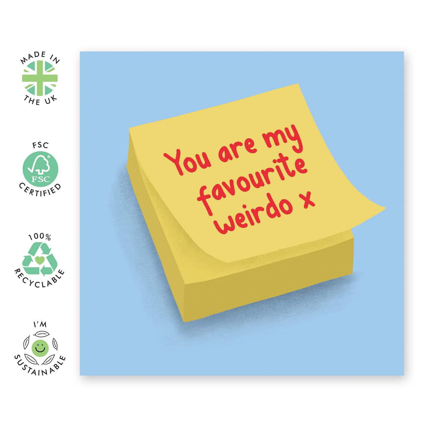 Funny Birthday Card For Men - Favourite Weirdo - Humorous Birthday Cards For Best Friend Boyfriend Husband Brother - Anniversary Card Valentines Day - Comes With Stickers - By Central 23