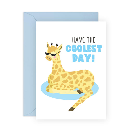 All Occasions Card For Men Women - Have The Coolest Day - Cute Giraffe Birthday Cards For Him Her - Cheeky Greeting Cards For Friends - Comes With Stickers By Central 23
