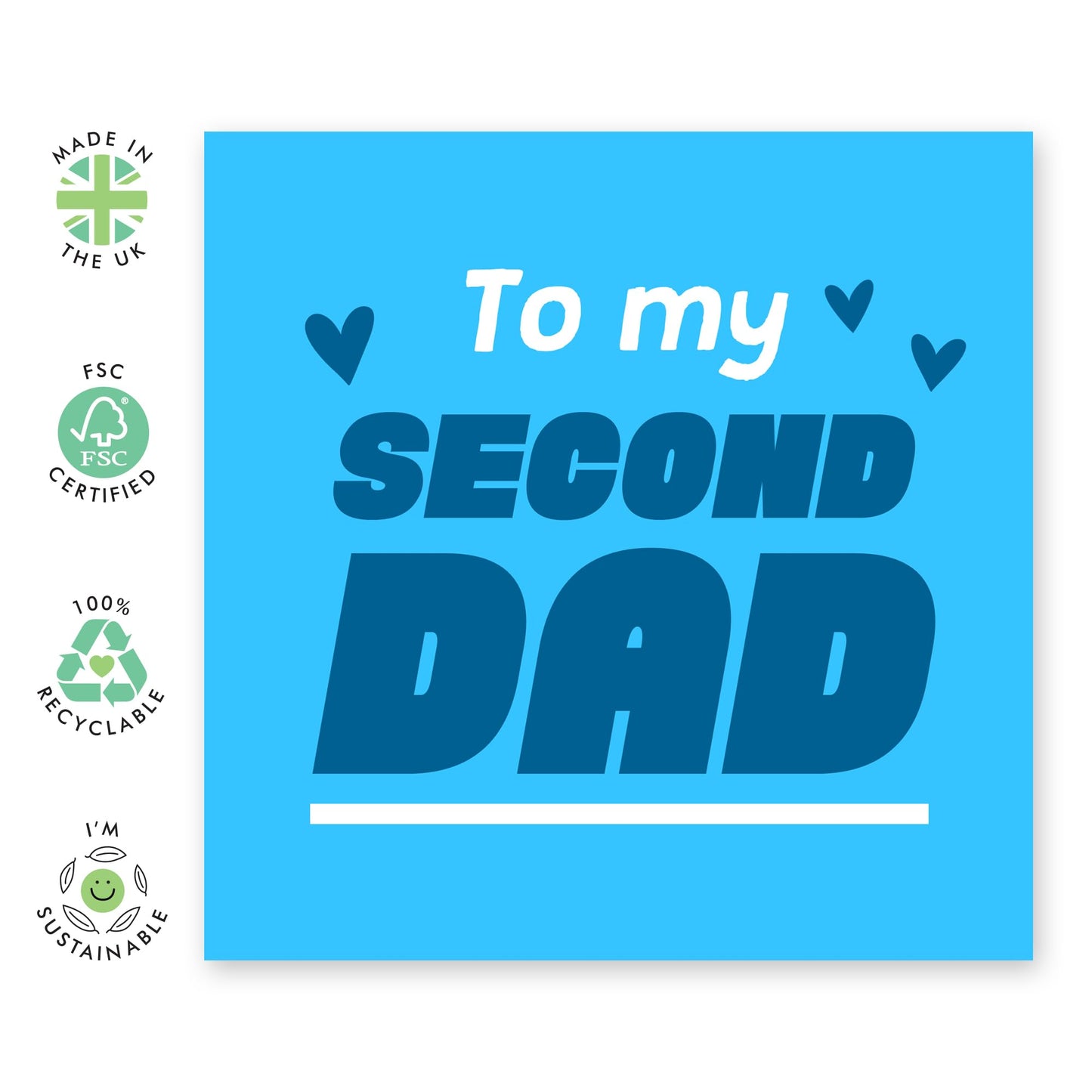 Step Dad Birthday Cards - To My Second Dad - Father's Day For Grandad Uncle - Sweet Birthday Card For Men - Gifts For Him - Comes With Stickers - By Central 23