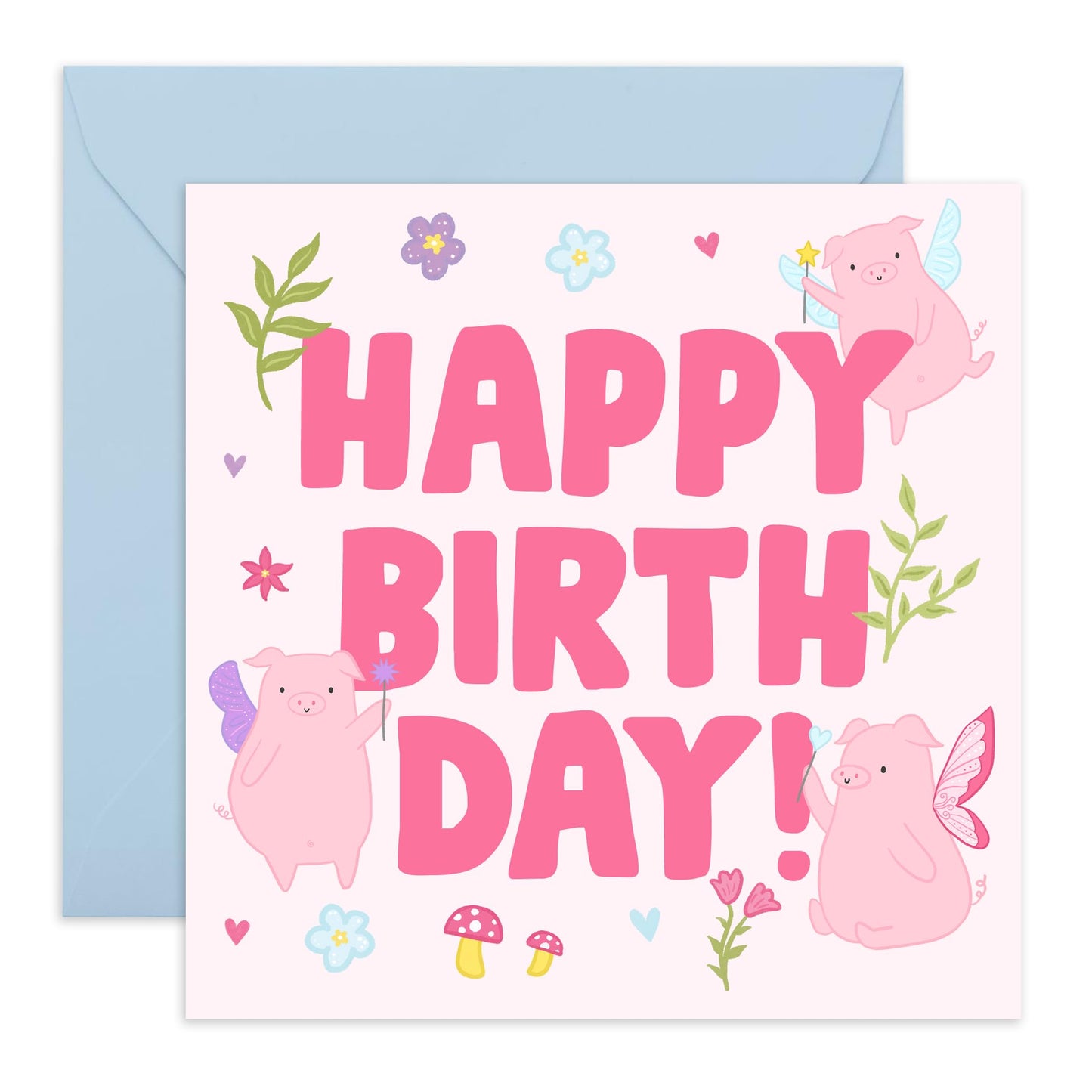Birthday Cards Her - Happy Birthday Fairy Pigs - Sister Birthday Card - Best Friend Birthday Card - Cheeky Greeting Cards For Her Mum Aunt - Comes With Fun Stickers By Central 23