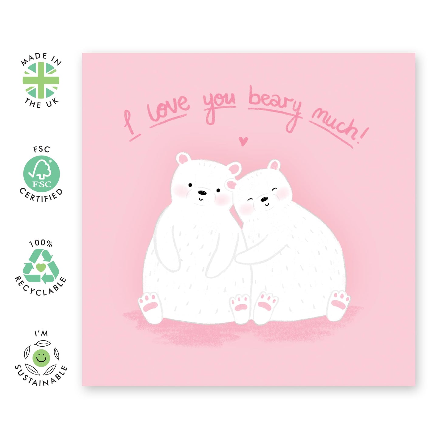 Husband Anniversary Card Polar Bear - I Love You Beary Much - Sweet Valentine's Card For Couple - Wife Birthday Card - I Love You Gifts For Him Her - Comes With Cute Stickers By Central 23