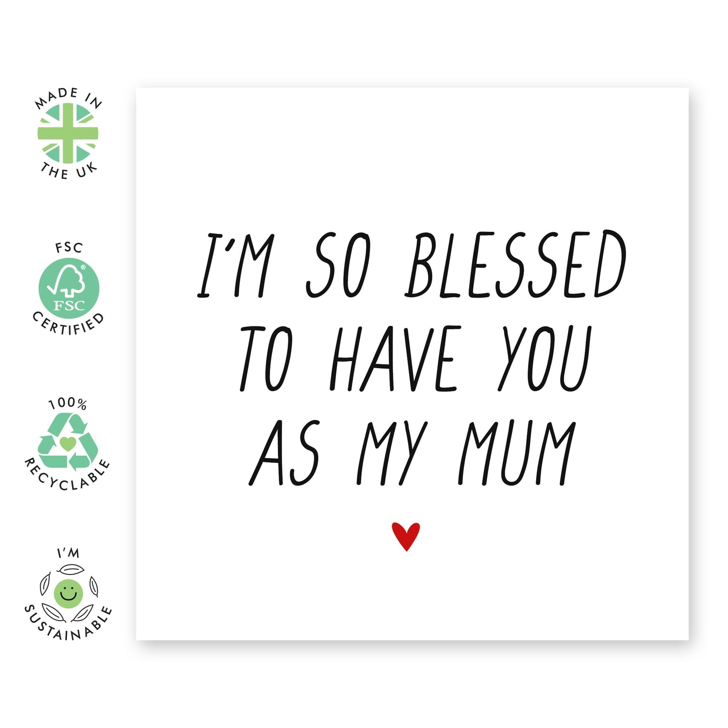 Heartfelt Birthday Card For Mum - I'm So Blessed To Have You - Thank You Card Note - Thoughtful Mothers Day Gifts For Her, Mama, Ma, Mummy, Women - Presents from Son Daughter -Comes With Fun Stickers