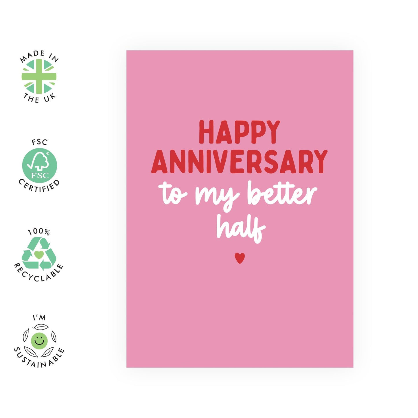 Love Anniversary Card For Men Women - To My Better Half - Sweet Wedding Anniversary Card For Husband Wife - Gifts For Him - Boyfriend Girlfriend - Comes With Stickers - By Central 23