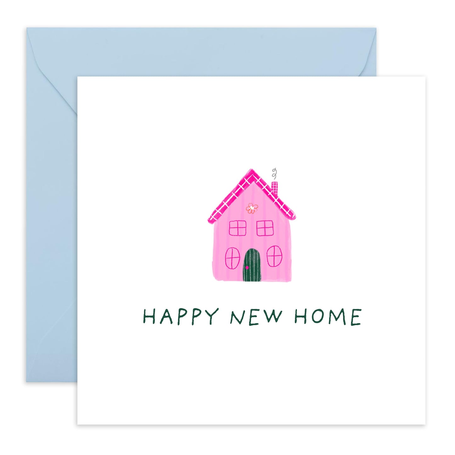 Congratulations Card - 'Happy New Home Pink Houses' - Gifts for New Neighbours, Friends, Son, Daughter, BFF, Sister - New Beginnings - Comes with Fun Stickers