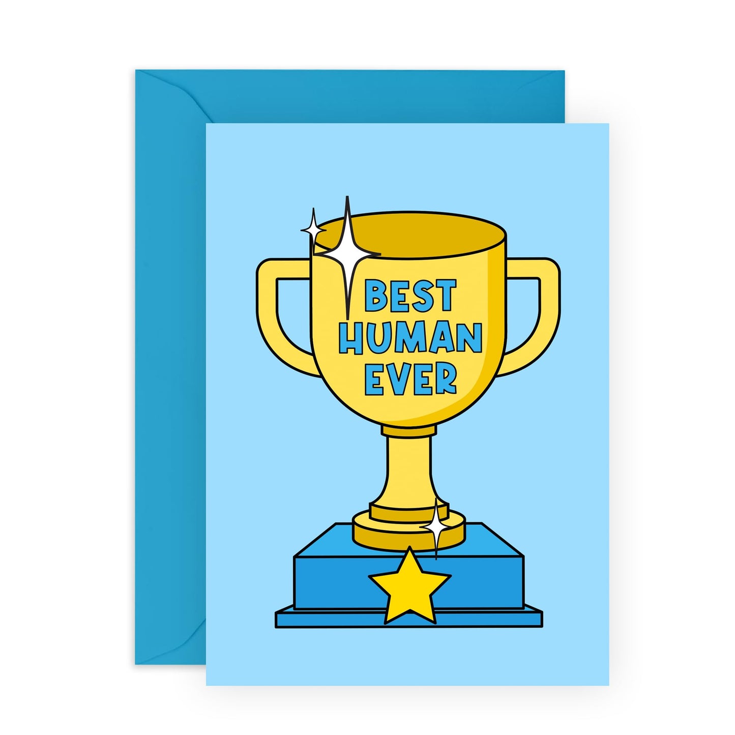 Dad Birthday Card From Daughter - Best Human Ever - Fathers Day Card - For Grandad Husband Brother - Sweet Birthday Greeting Cards Fur Parents - Comes With Stickers - By Central 23