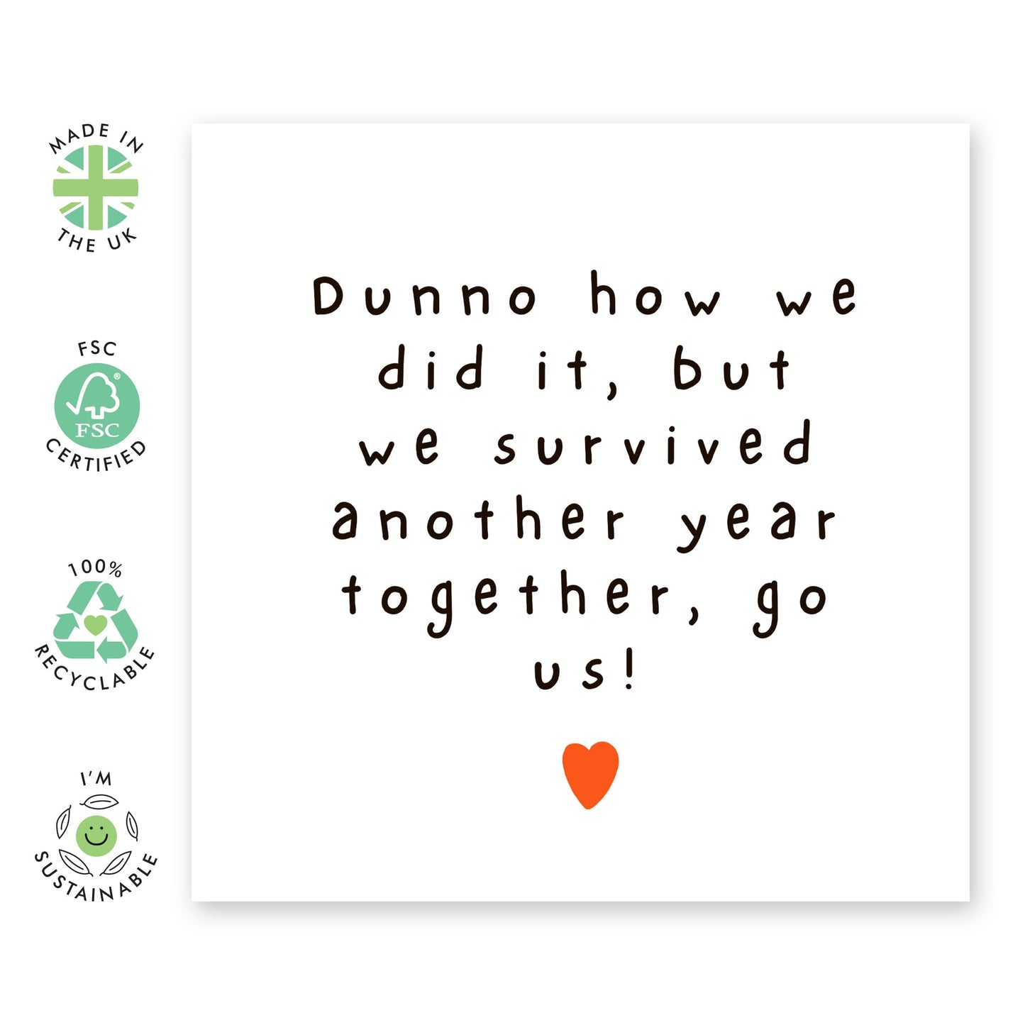 Anniversary Card For Couple - Survived Another Year Together - Happy Wedding Anniversary Card For Husband Wife Partner Spouse - Romantic 1st Anniversary Card - Comes With Fun Stickers By Central 23