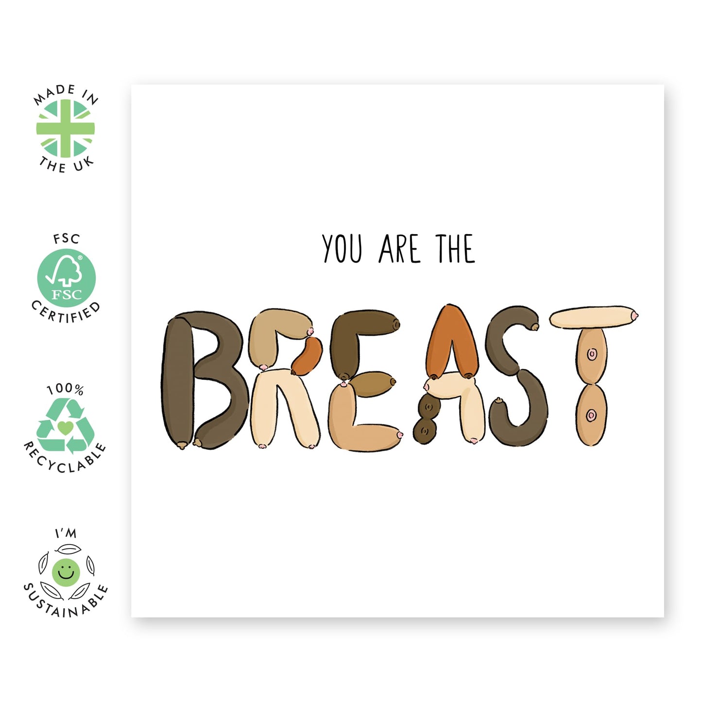 Hilarious Birthday Card - 'You Are The Breast ' - Gifts for Besties, BFFs, Best Friends, Sisters, Gals, Ladies, Her, Wife - Breast Friends - Comes with Fun Stickers