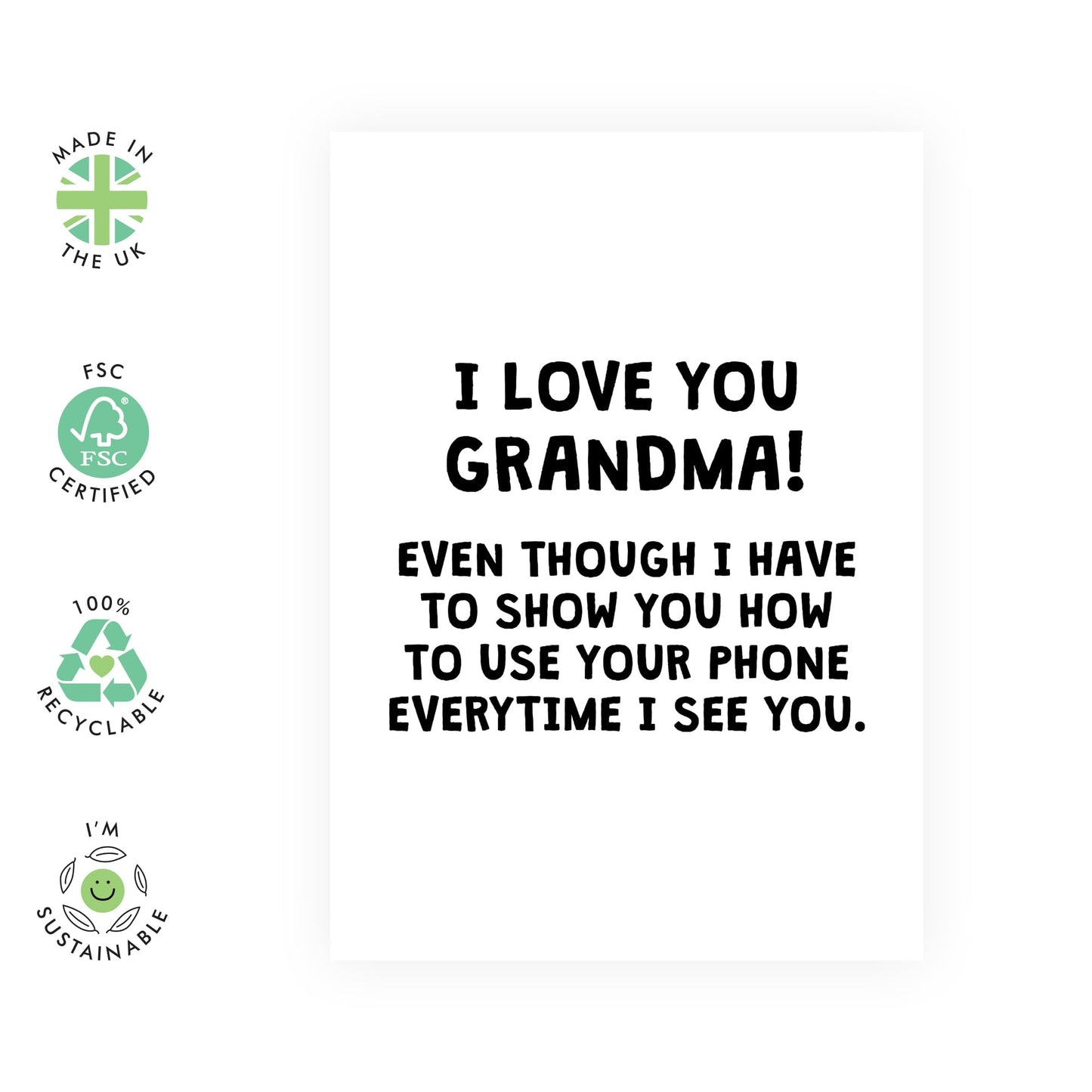 Hilarious Grandma Birthday Card - How To Use Your Phone - Funny Presents for Grandmother Nana Nan Granny from Grandchildren - Mothers Day Greeting Cards for Her - Comes With Stickers And Envelope