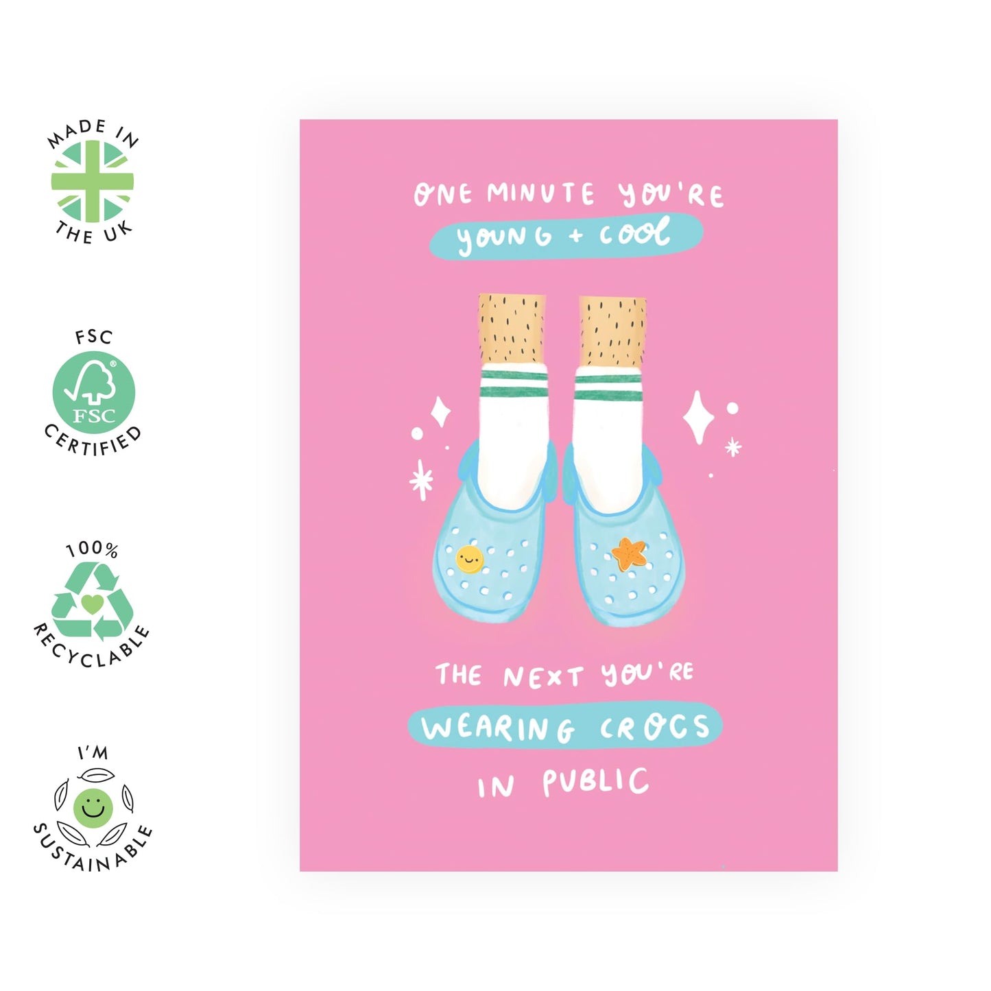 Hilarious Birthday Card Joke - 'Croc Everyday' -Gifts for Friends, Bruv, Mates, Colleagues, Co-workers, Him, Her, Partner, Bestie, BFF, Cousin - Uncool - Comes with Fun Stickers