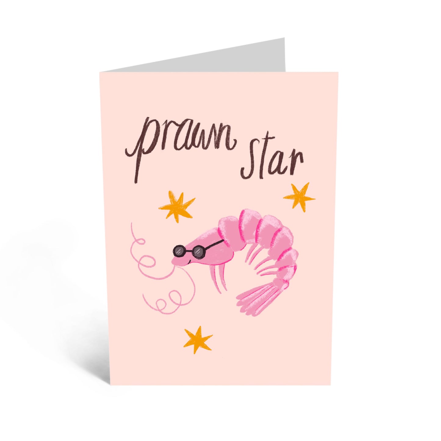 Greeting Card - 'PRAWN STAR' - Perfect for Adding a Touch of Seafood Humor and Fun - Ideal for Celebrating Achievements or Special Moments with a Playful Twist - Comes With Stickers By Central 23