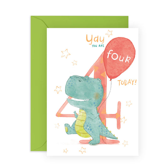 4th Birthday Card For Boys - Happy Fourth Birthday Cards For Kids - For Son Nephew Godson - Milestone Greeting Cards Age Four - Gifts For Grandson - Comes With Fun Stickers - By Central 23