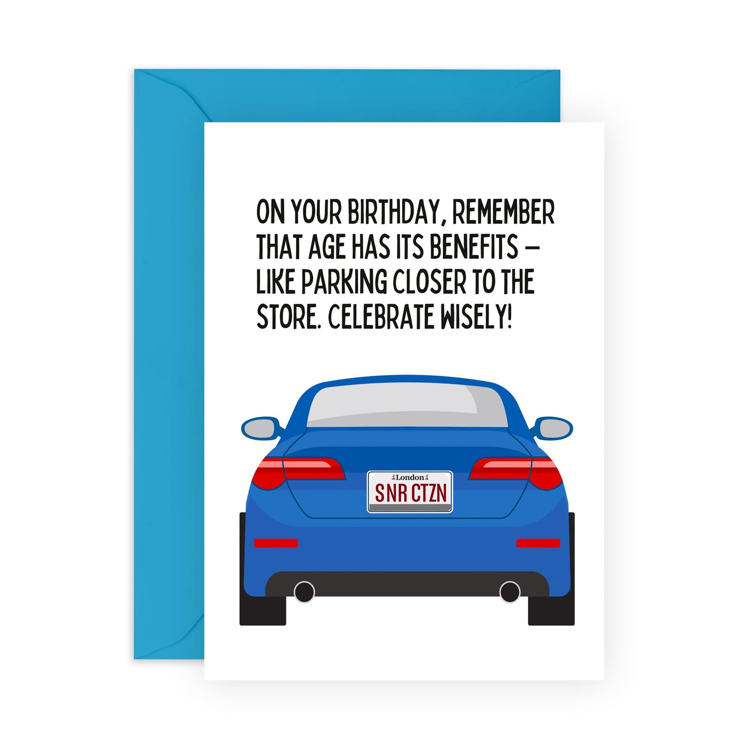 Funny Birthday Card - 'PARKING CLOSER TO STORE' - Celebrate with a Lighthearted Twist - Perfect for Adding a Touch of Humor to Birthday Wishes - Includes Envelope and Stickers by Central 23