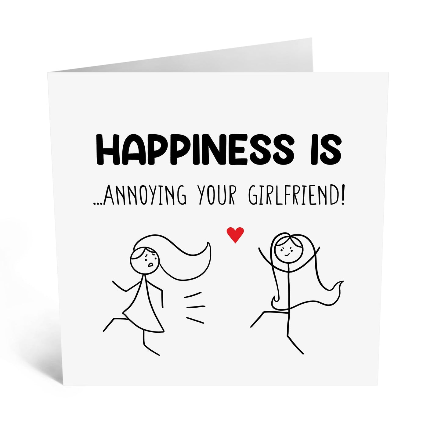 Greeting Card - 'HAPPINESS IS ANNOYING GIRLFRIEND - Perfect for Celebrating Loving Playful Relationship - Ideal for Adding a Touch of Humor & Joy to Her Special Day - Comes With Stickers By Central 23