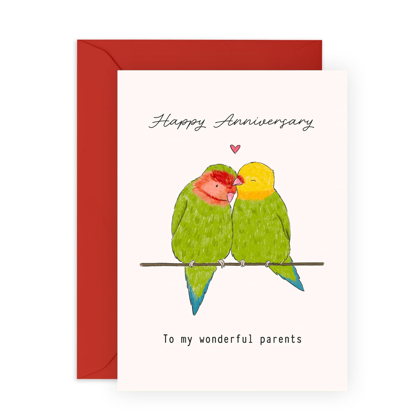 Anniversary Card for Parents – Romantic Greeting Card “Anniversary Love Birds” - Gifts for Mum, Dad, Mother, Father, Him, Her - Kissing -Comes with Stickers