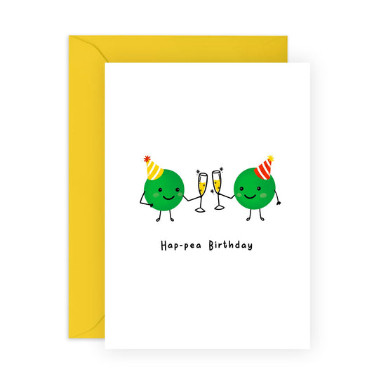 Birthday Card For Men Women - Hap-pea Birthday - Boyfriend Girlfriend Birthday Greeting Cards - Celebration Card For Friend - Comes With Fun Stickers By Central 23
