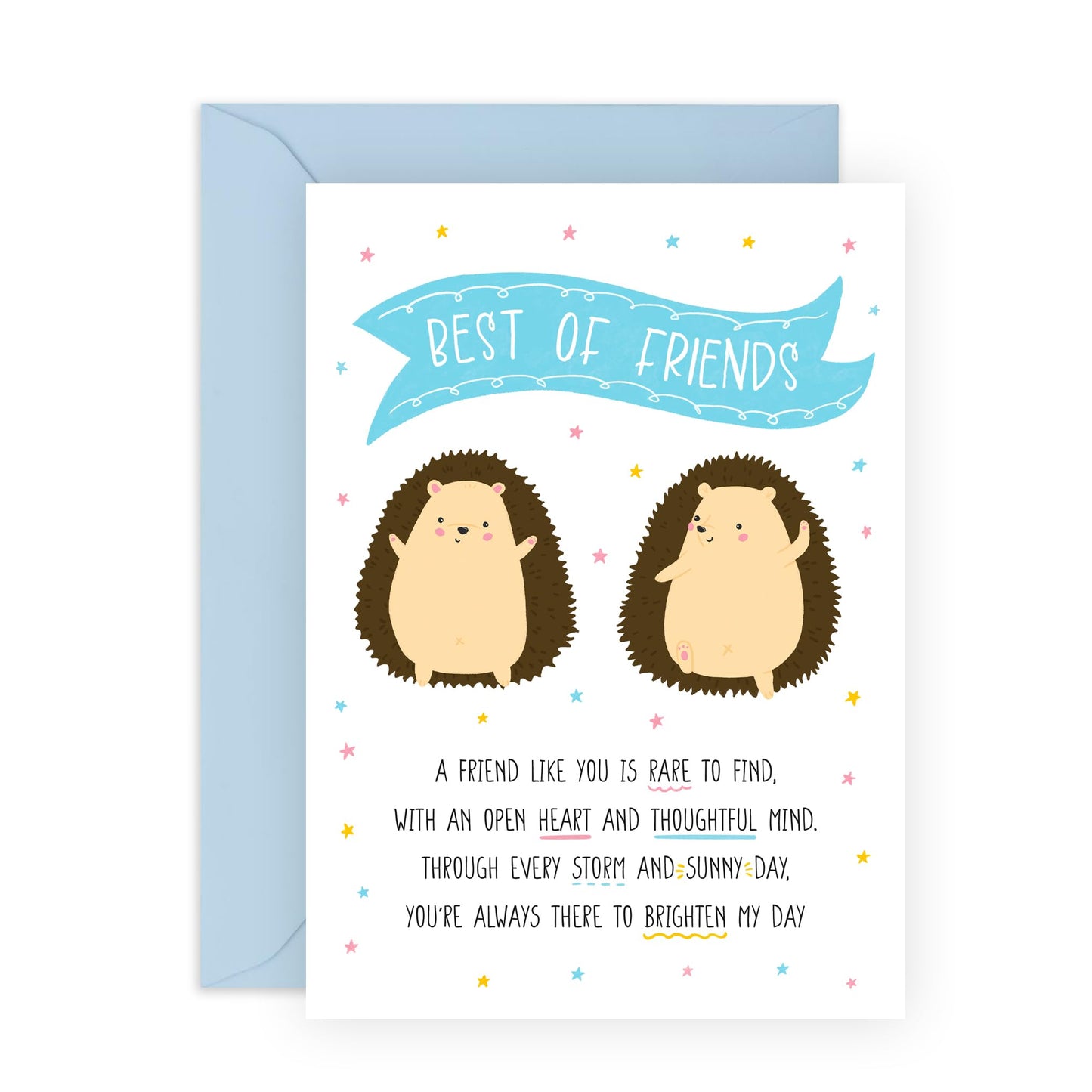 BFF Birthday Card - 'Hedgehog Best Friends' - Gifts for Best Friends, Besties, BFF,Girlfriends, Sister, Sis, Gals, Partners, Bruv, Mate - Heart Warming Message - Comes with Fun Stickers
