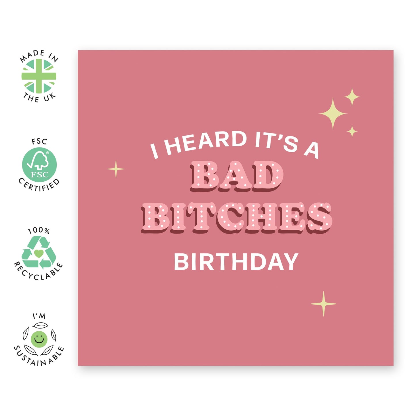 Birthday Greeting Card - 'BAD BITCHES BIRTHDAY' - Perfect for Celebrating with Attitude & Flair - Ideal for Friends Who Love a Bold and Empowering Birthday Greeting - Comes With Stickers By Central 23