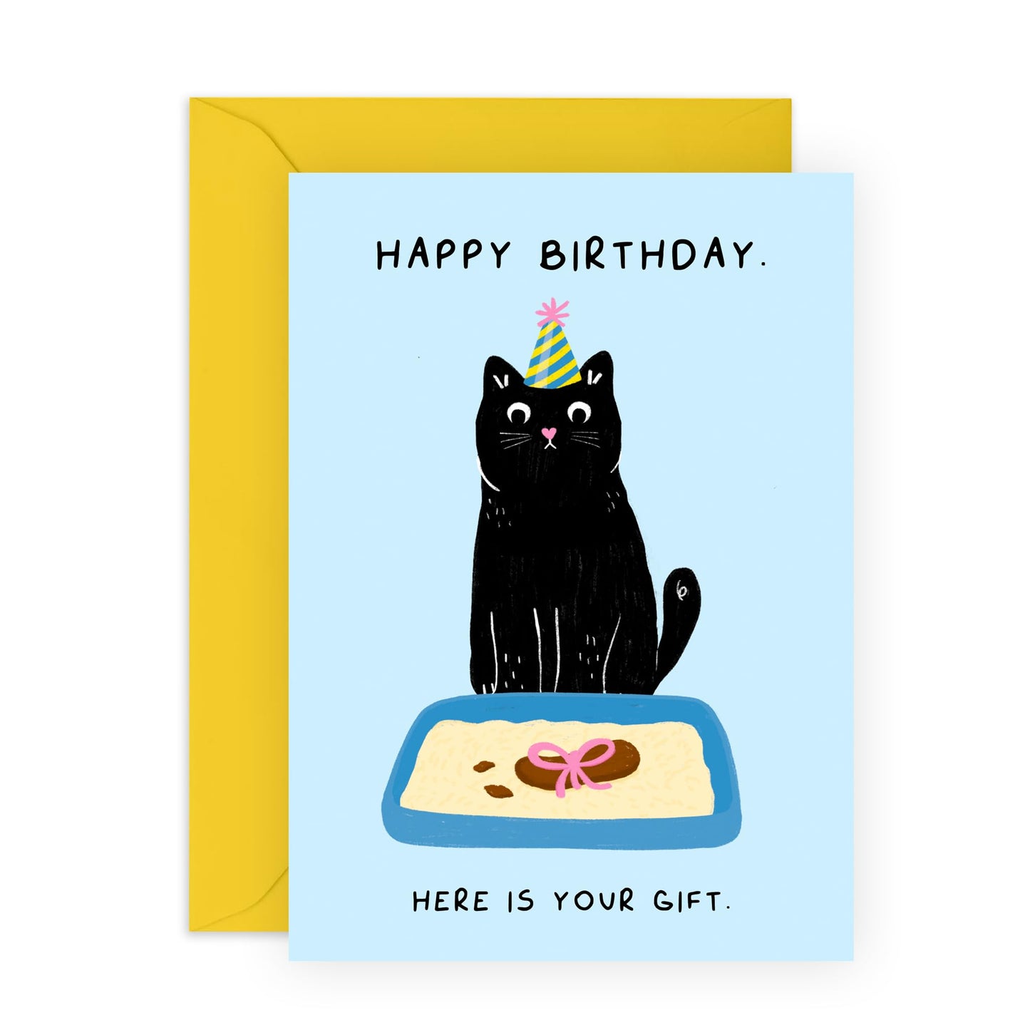 Cat Birthday Card - Cat Litter Tray Gift! - Jokes Puns Humor - Happy Birthday Card For Friends Cat Mum Dad Pet Owner Cat Lady - Gifts For Him Her - Comes With Fun Stickers By Central 23