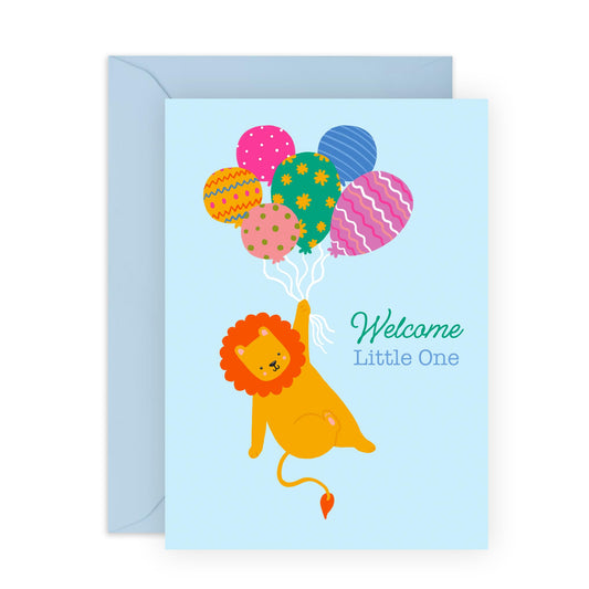 Baby Shower Card For Boy - Welcome Little One - New Baby Card Congratulations - Welcome Home Baby Greeting Cards For Mum Dad - Housewarming Gifts For Parents - Comes With Stickers - By Central 23